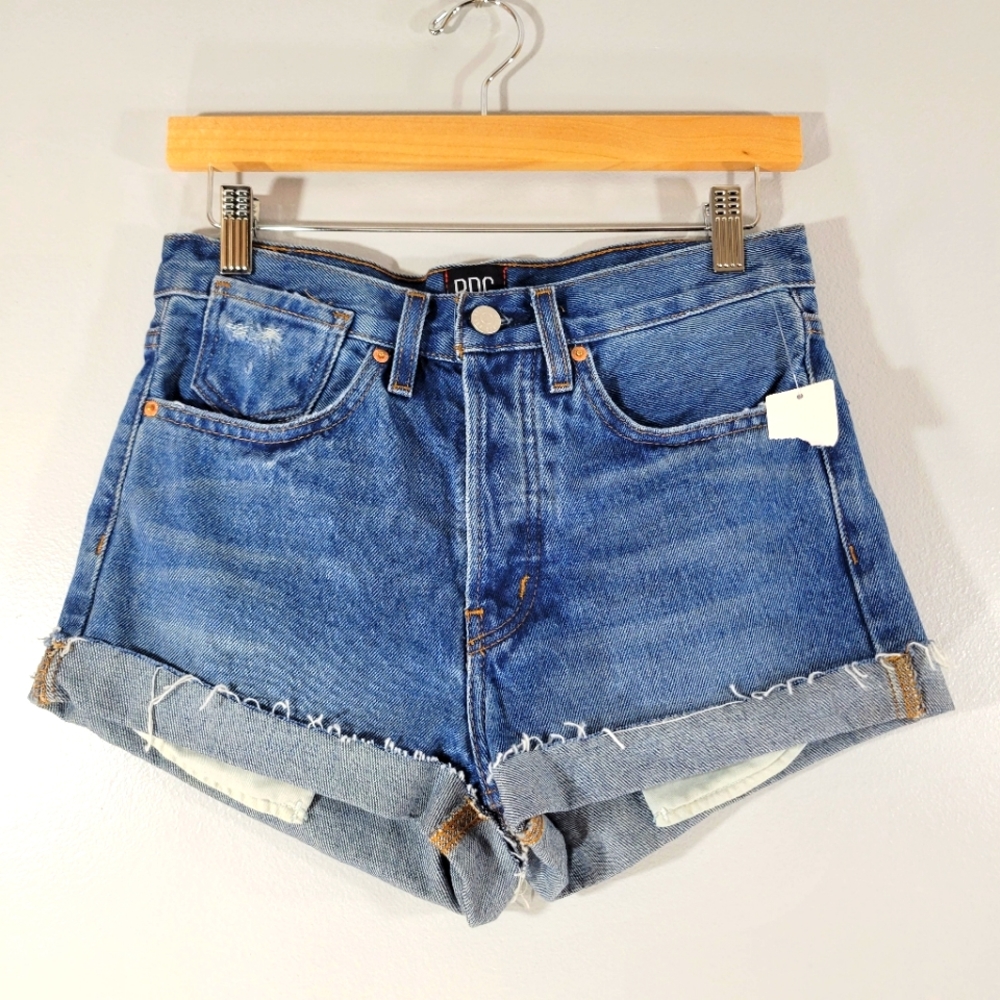 URBAN OUTFITTERS BDG high rise button fly rolled cuff festival denim jean shorts